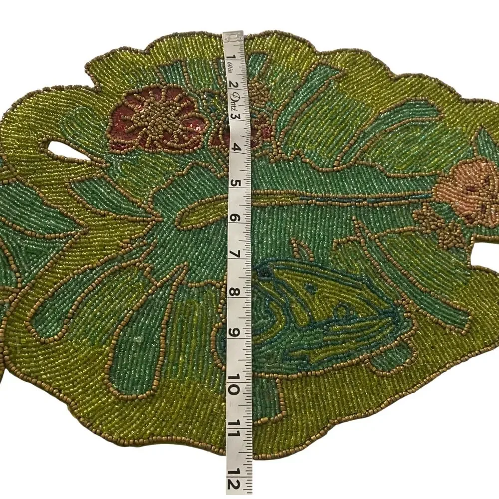Pier 1 Imports SKU # 2510933 Beaded Palm Leaf Table Runner 100% Cotton 12